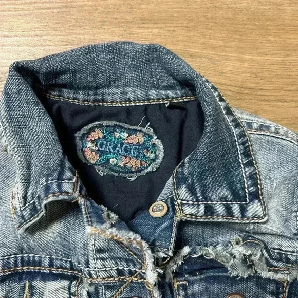 Grace In La® Girls' Denim Jacket Girls Size Small - Picture 3 of 7